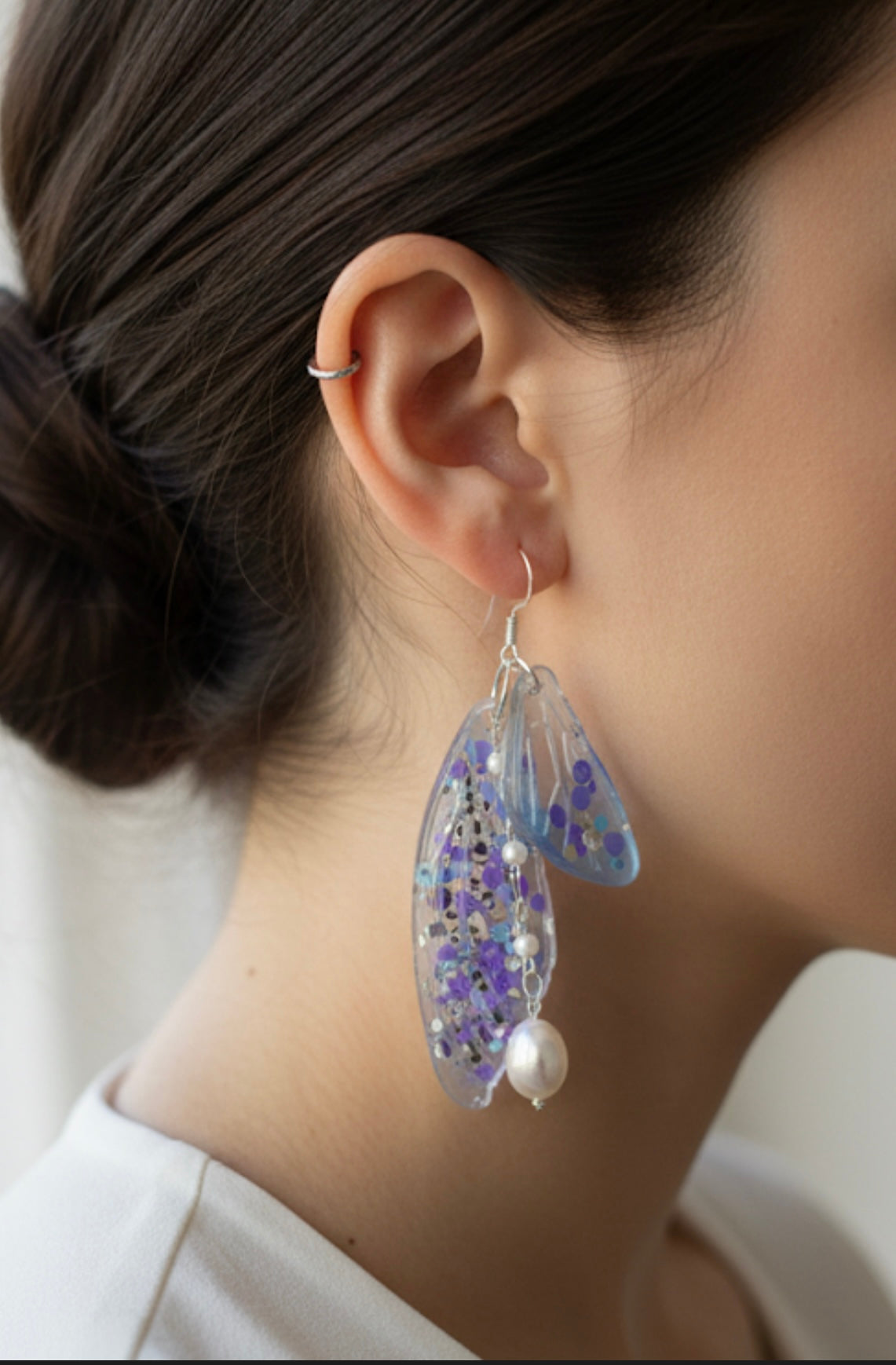 Purple Confetti Resin Drop Earrings