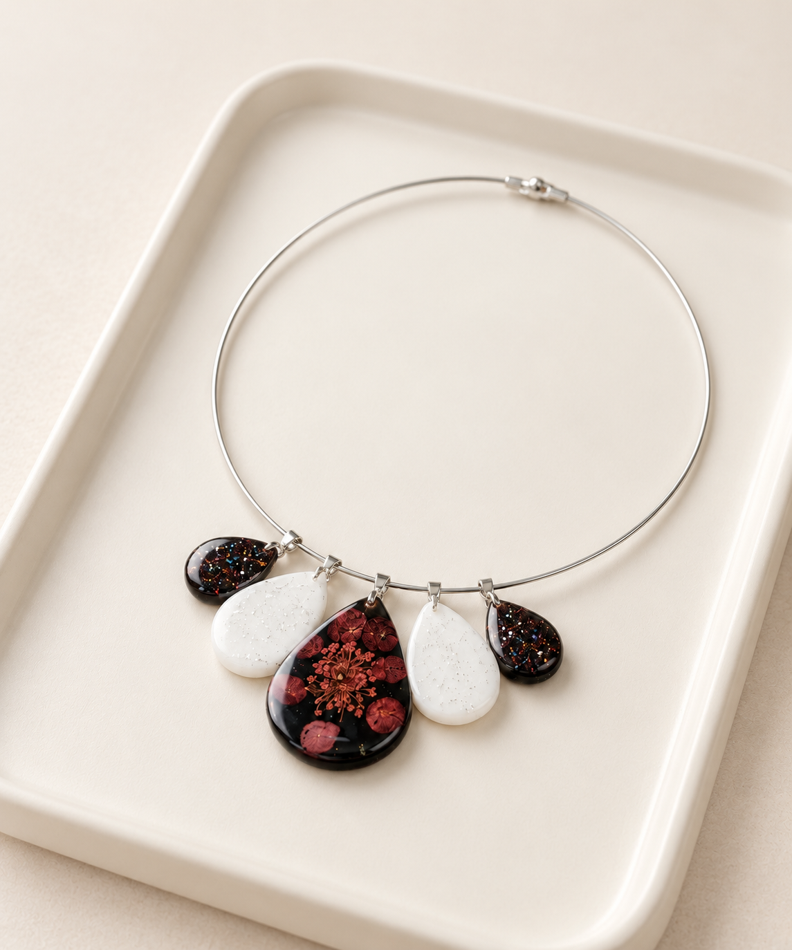 Custom Floral Resin Statement Necklace