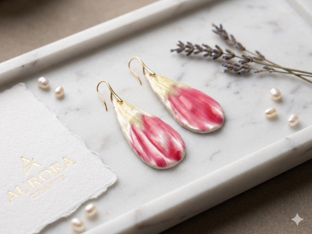 Two-Color Polymer Clay Petal Earrings