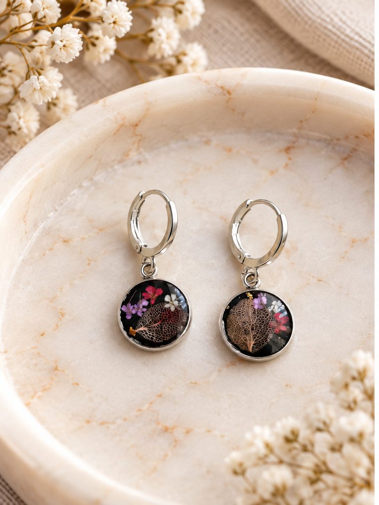 Multicolor Botanical Mini Resin Earrings