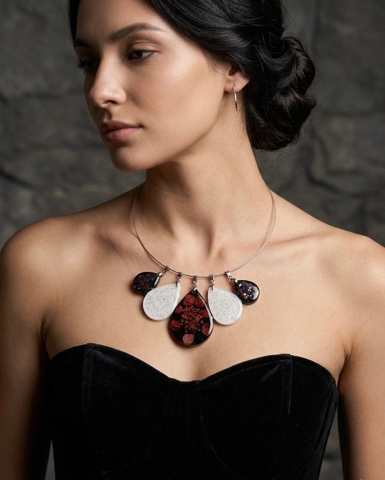 Custom Floral Resin Statement Necklace