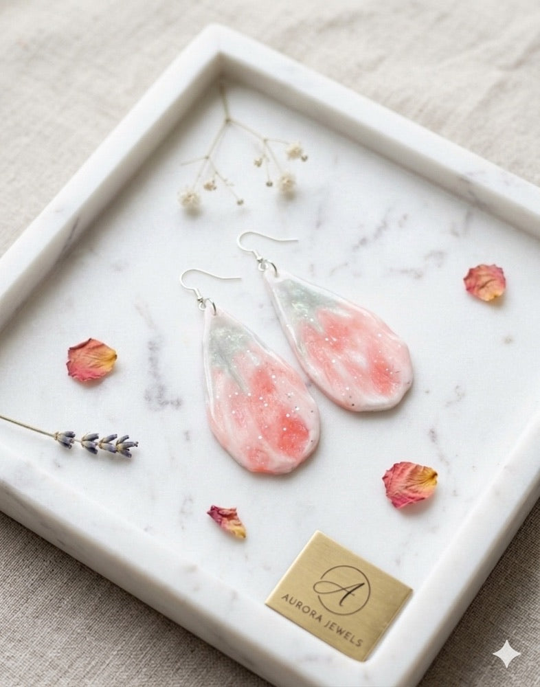 Two-Color Polymer Clay Petal Earrings