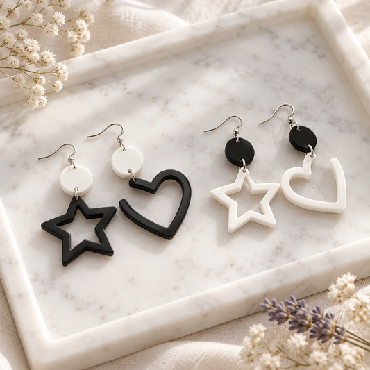 Mix & Match Star & Heart Resin Earrings