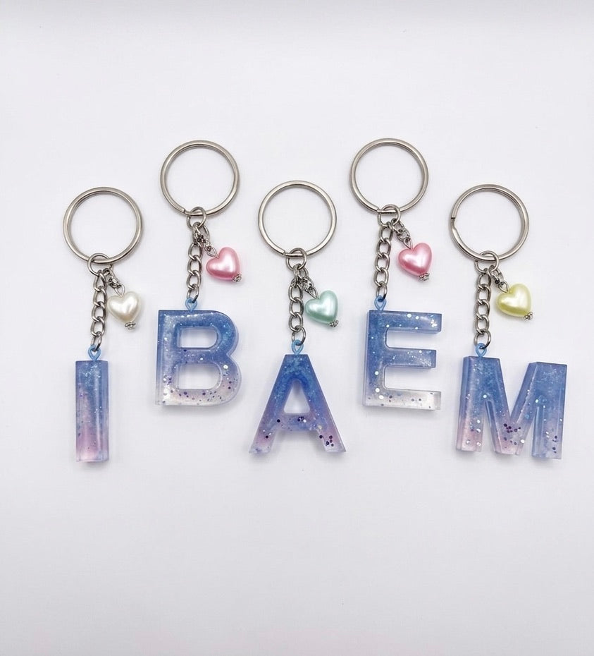 Personalized Resin Initial Keychain