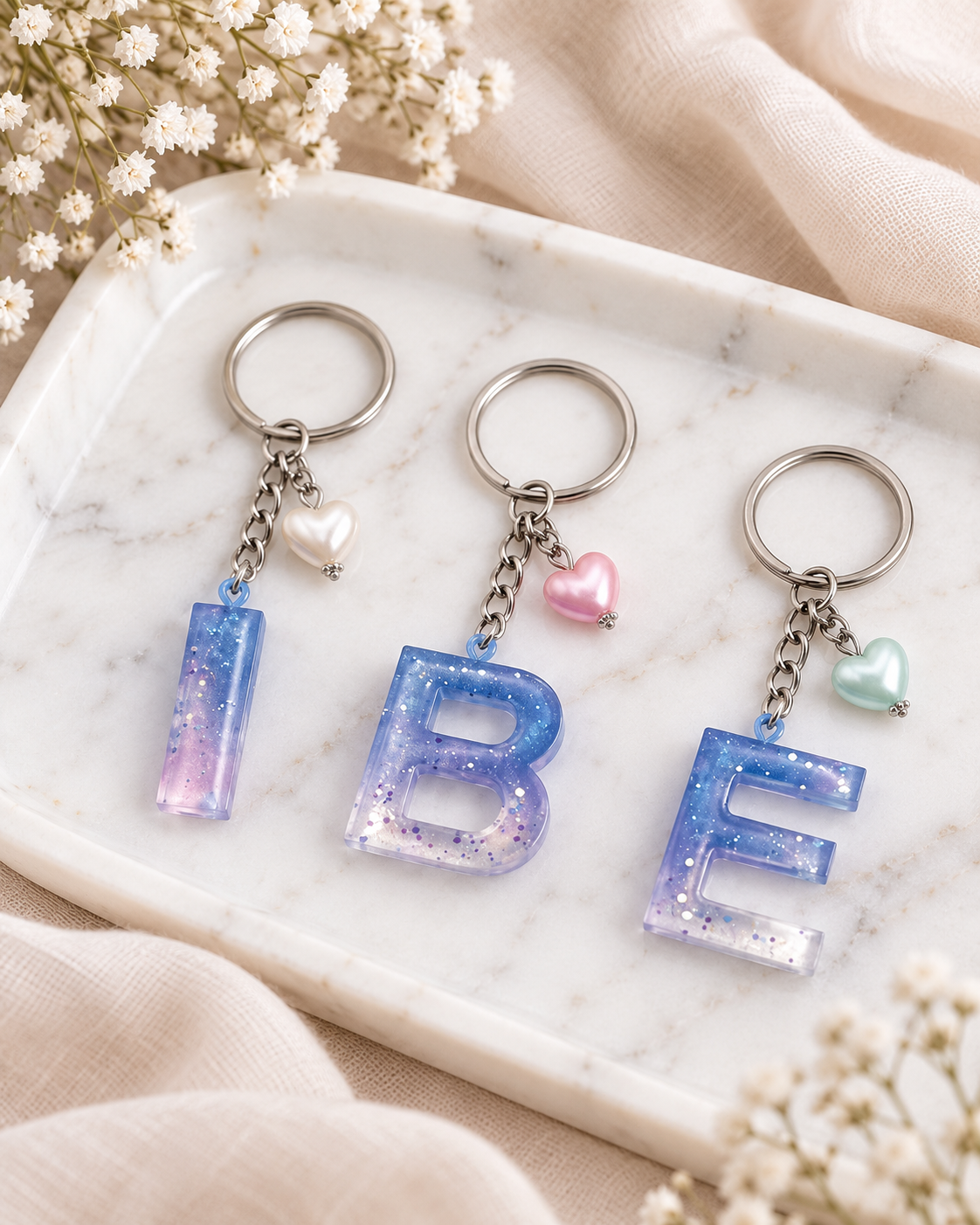 Personalized Resin Initial Keychain
