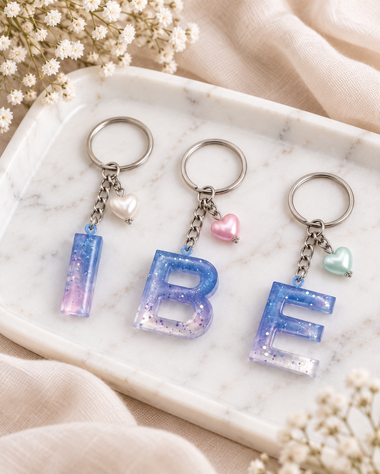 Personalized Resin Initial Keychain
