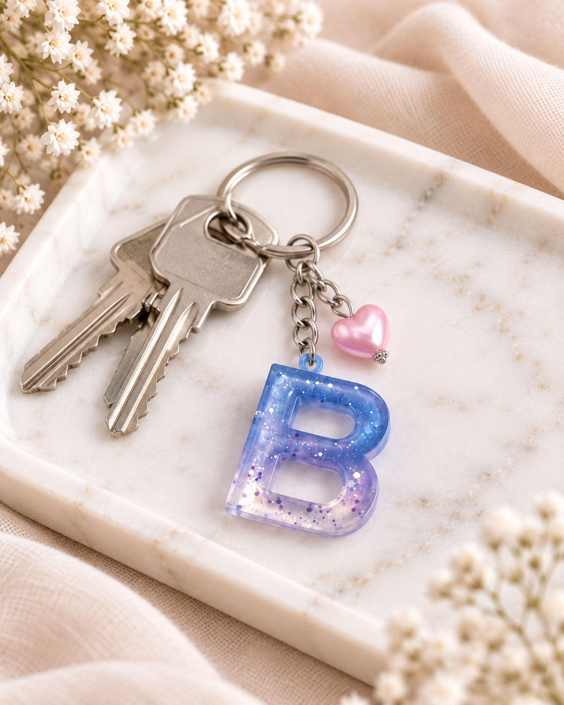Personalized Resin Initial Keychain