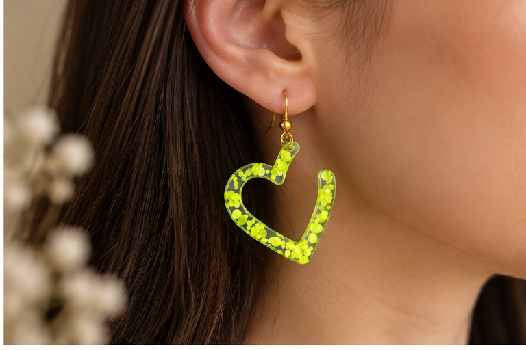 Custom Confetti Resin Earrings – Heart or Star